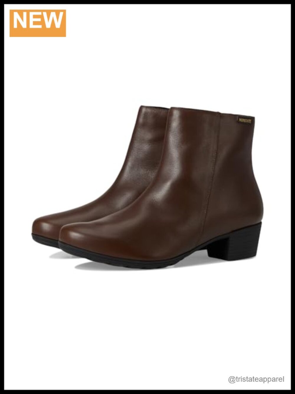 Mephisto Iola Leather Ankle Bootie Block Heel Zip
